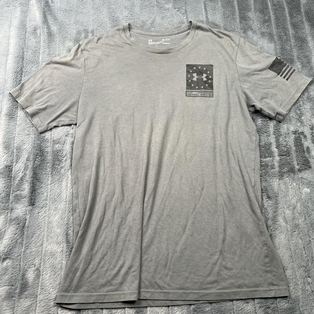 Under Armour Shirt Mens M Gray Tactical Division Graphic HeatGear Performance